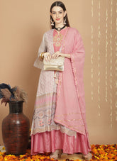 Art silk salwar suit in grey colour