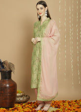 Singular looking salwar suit in green colour
