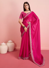 Trendy pink colour saree