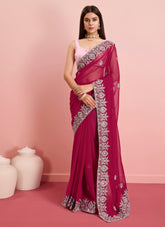 Beautiful looking pink colour saree