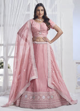 All Organza Lehenga Choli in Orange colour