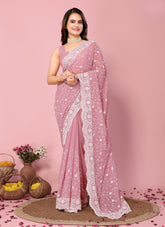 Pink colour saree looking so lovely