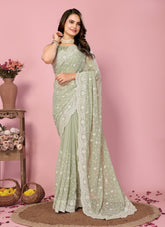 Pista Colour Saree in Georgette