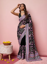 Black colour saree looking sumptuous
