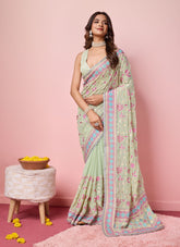 Pista colour saree looking absolute