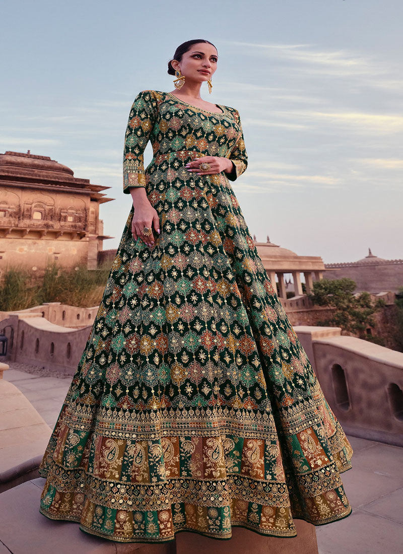 Georgette green colour gown Ethnic Trendz Georgette green colour gown Ethnic Trendz