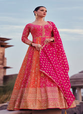 Pink Colour Wedding Wear Gown Looking Alluring