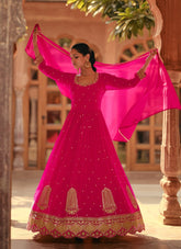 Georgette Pink Colour Wedding Wear Gown