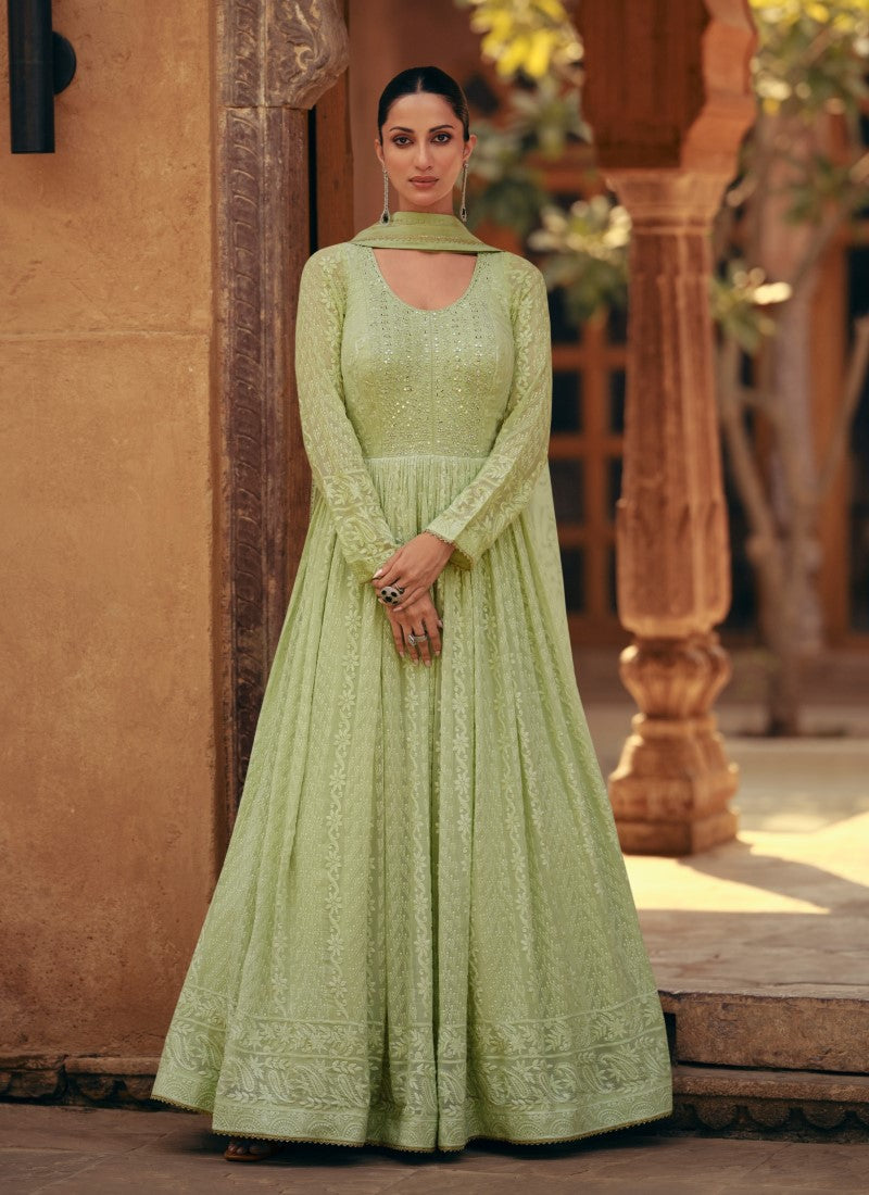 Wedding Wear Green Colour Gown Looking Exquisite Wedding Wear Green Colour Gown Looking Exquisite