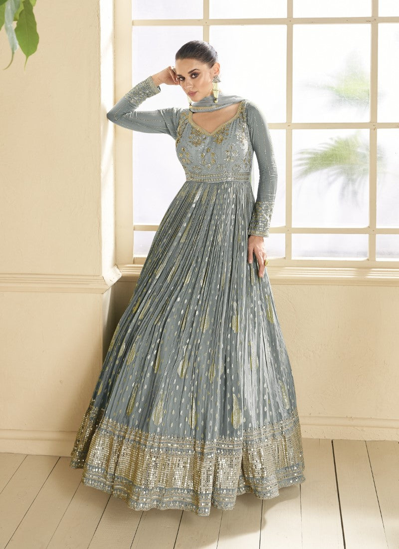 Stunning Looking Grey Colour Gown Stunning Looking Grey Colour Gown