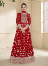 Wedding Wear Red Colour Gown Looking Charming