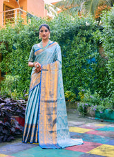 Sky Blue Colour Party Wear Saree