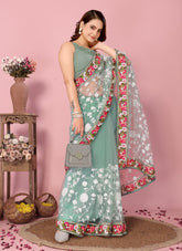 Grey Colour Saree Looking Superlative