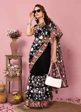 Well-Known Looking Black Colour Saree