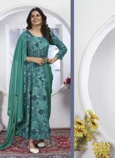 Rayon Sea Green colour Gown