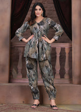 Grey Colour Co-ord-set Salwar Suit Looking Attractive