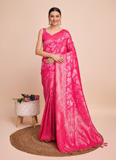 Trendy Pink Colour Party Wear Saree