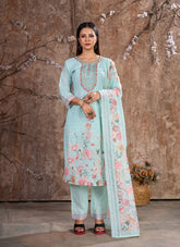 Sky Blue Colour Lilan Cotton Office Wear Salwar Suit