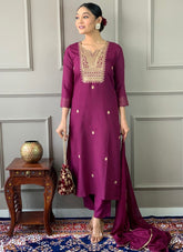 Wine Colour Functional Wear Salwar Suit