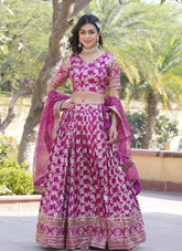 Viscose Jacquard Magenta Colour Lehenga Choli