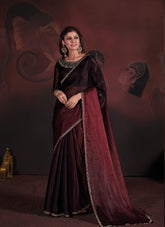 Charming Looking Coffee and Maroon Colour Saree