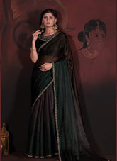 Pretty Looking Saree in Coffee and Green Colour