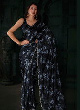 Attractive Looking Saree in Black Colour