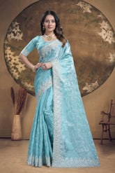 Fashionable Saree in Dusty Sky Colour