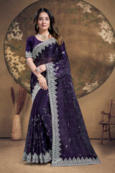 Latest Purple Colour Saree