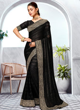 Saree In Black Colour Looking Exclusive