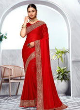 Significant Looking Red Colour Saree