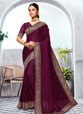 Proper Wine Colour Saree