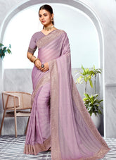 First Looking Dusty Lavender Colour Saree
