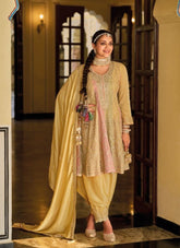 Barbie Style Looking Salwar Suit in Light Yellow Color