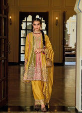 Barbie Style Looking Salwar Suit in Mustard Color