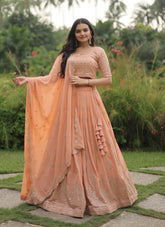 High Caliber Lehenga Choli in Peach Colour