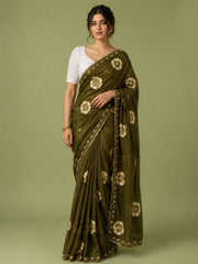 Mahendi Floral Printed Chiffon Saree