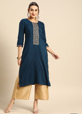 Blue Colour Embroidered Chinon Salwar Suit