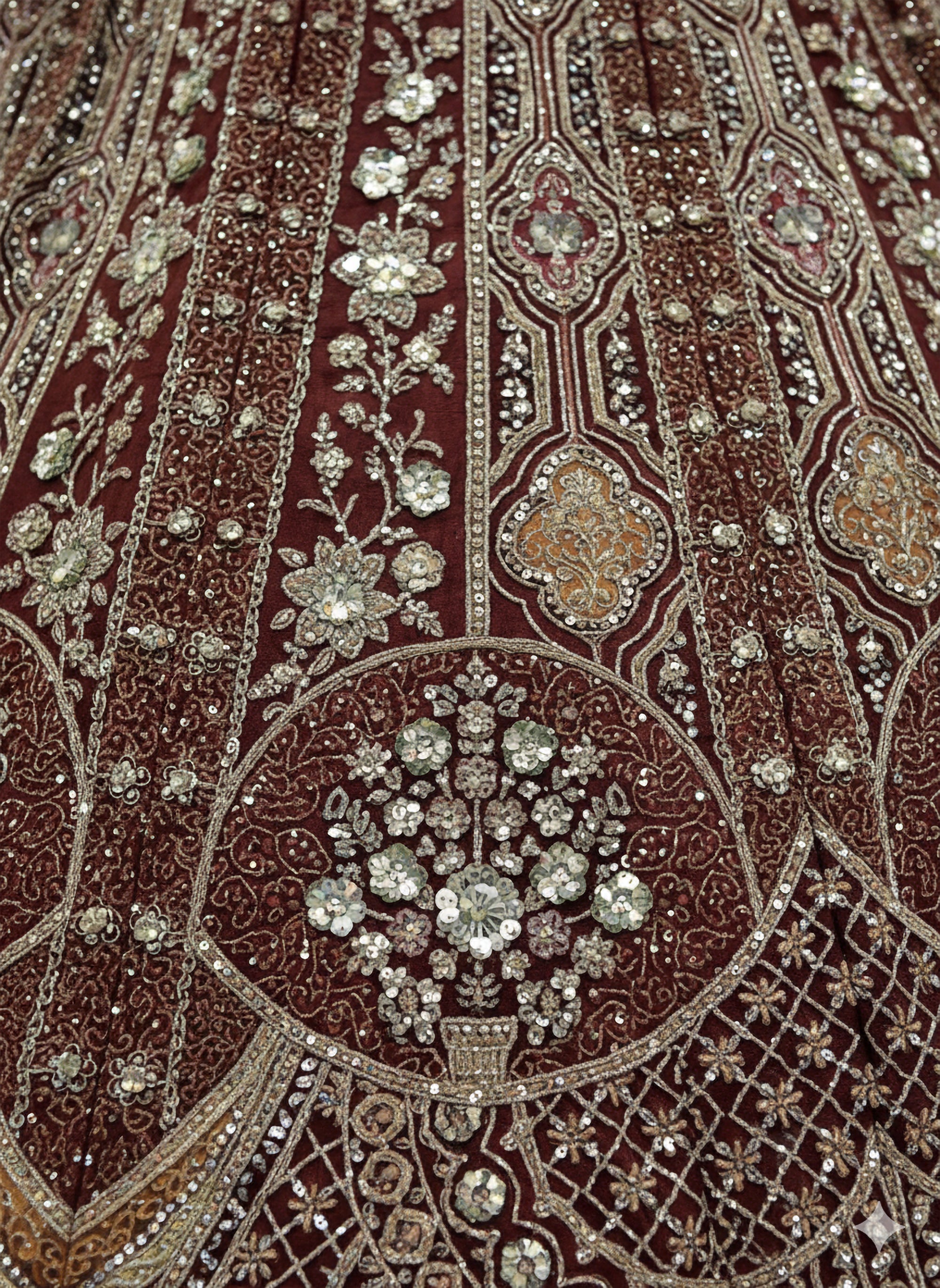 Burgundy Metallic Embroidered Organza Designer Lehenga Choli