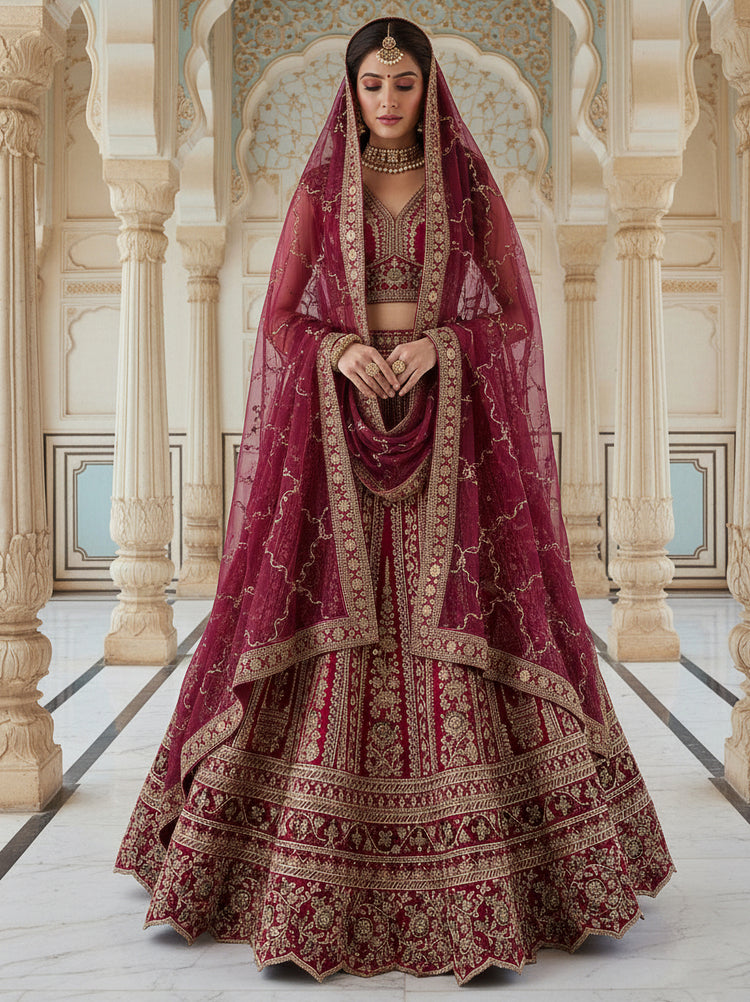 Wine Royale Bridal Lehenga Choli 