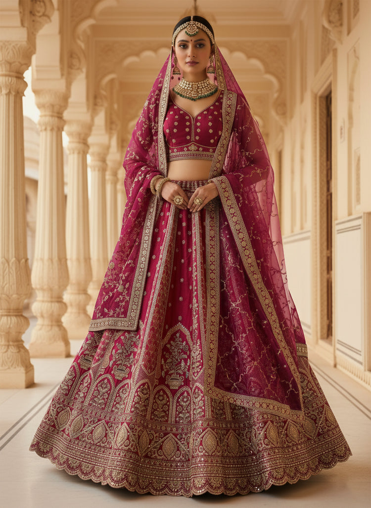 Rani Pink Heritage Bridal Lehenga Choli
