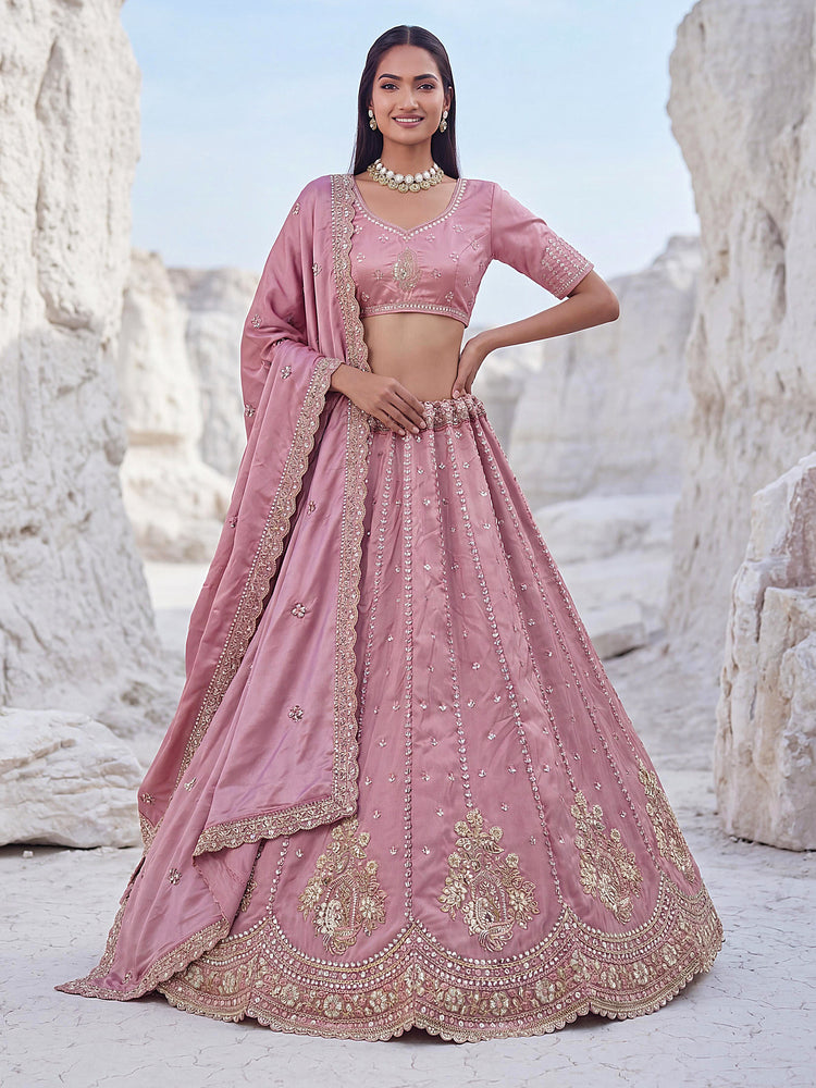 Twilight Bloom Cadbury Silk Lehenga Choli with Intricate Handwork, photo 2