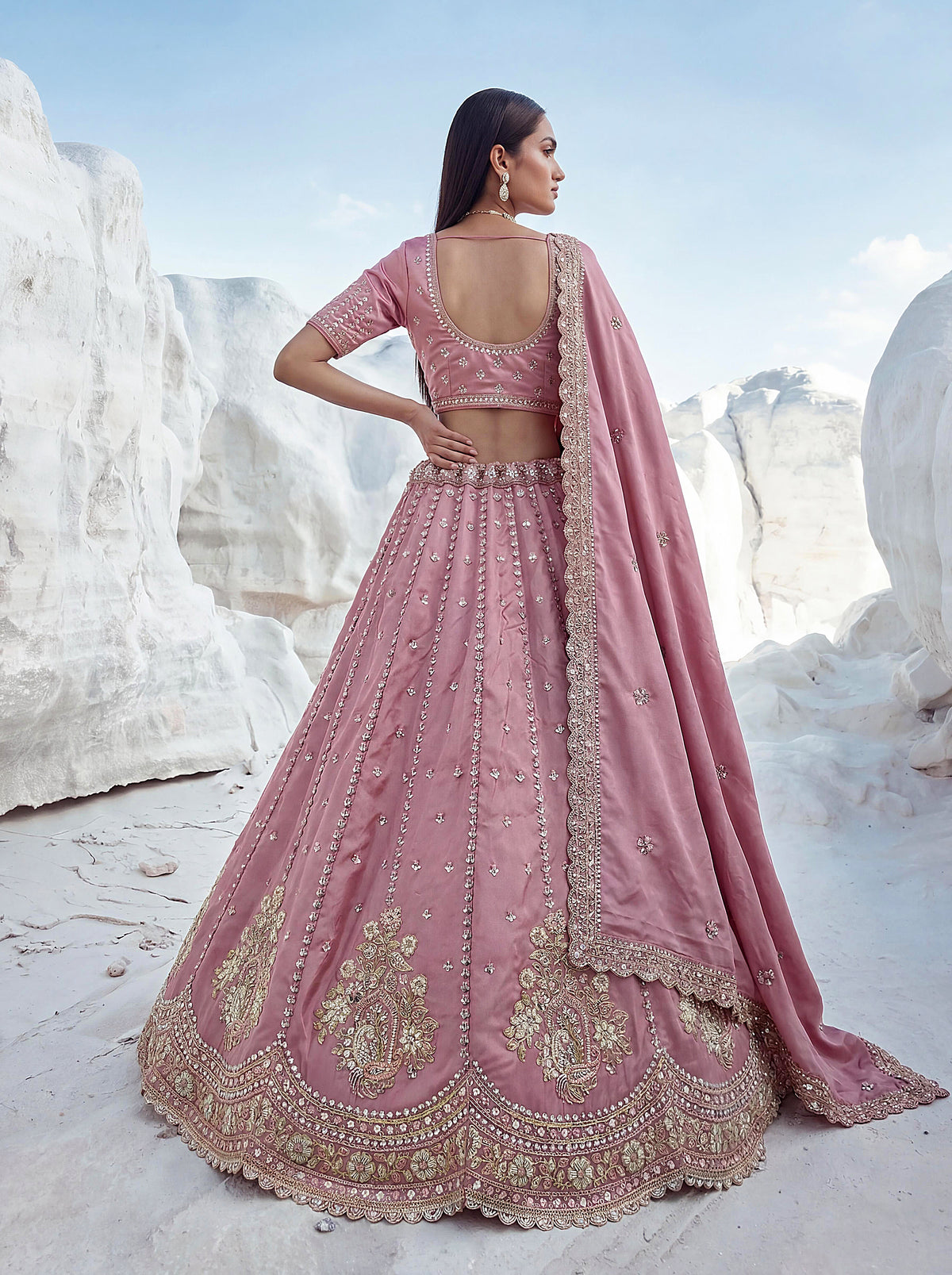 Twilight Bloom Cadbury Silk Lehenga Choli with Intricate Handwork, photo 4
