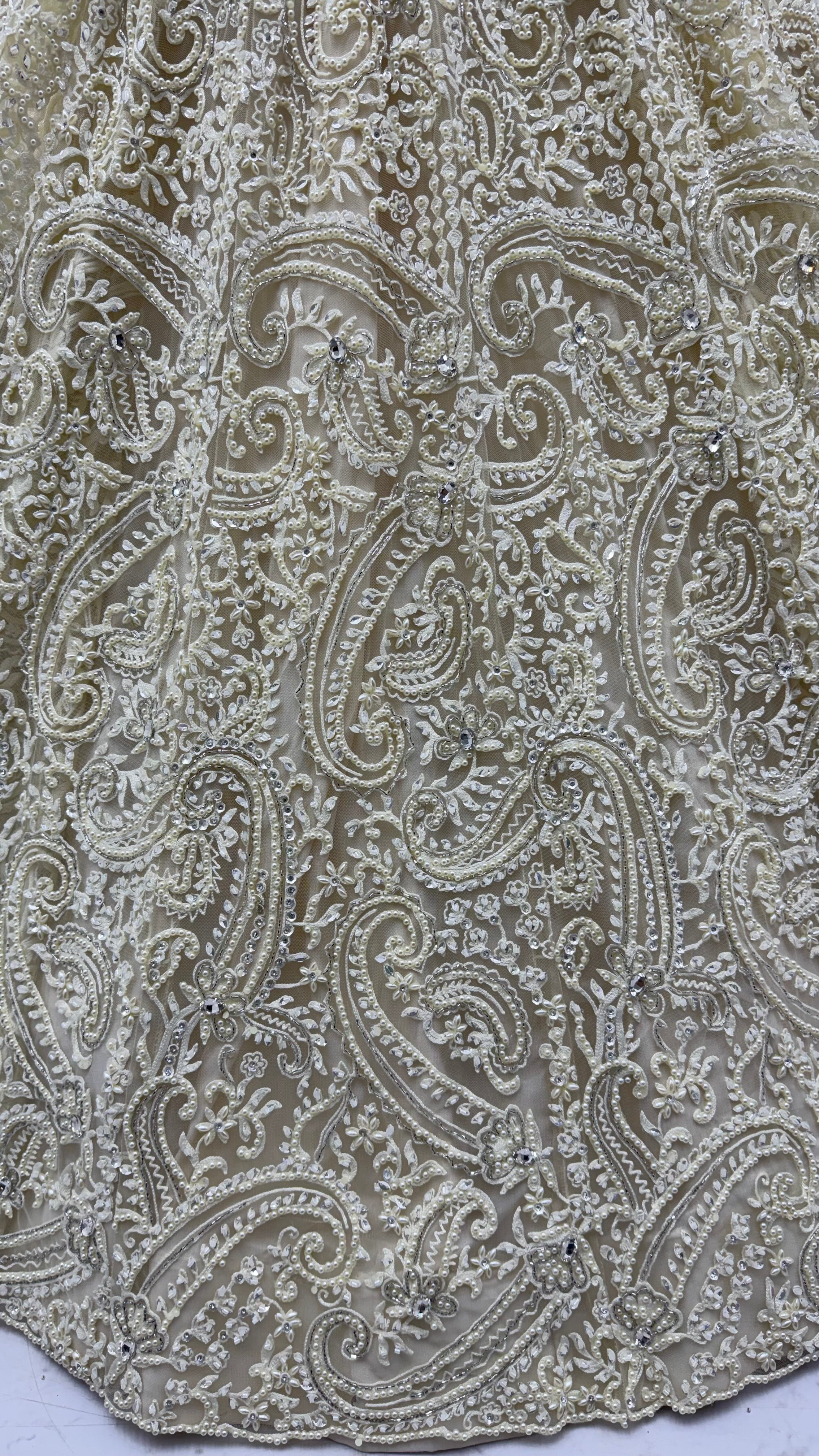 Seraphina Ivory Pearl & Sequin Embroidered Net Lehenga Set