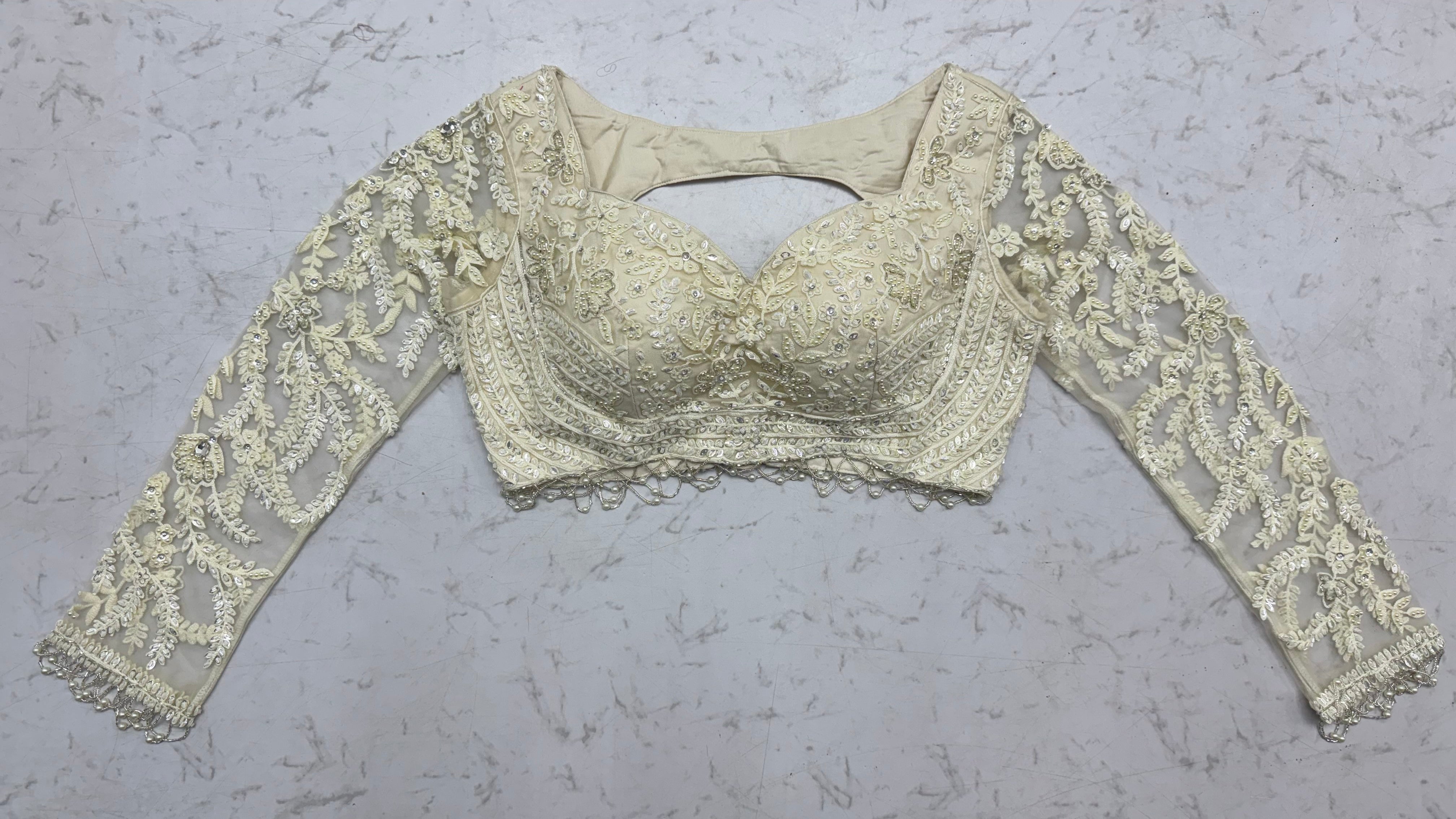 Seraphina Ivory Pearl & Sequin Embroidered Net Lehenga Set