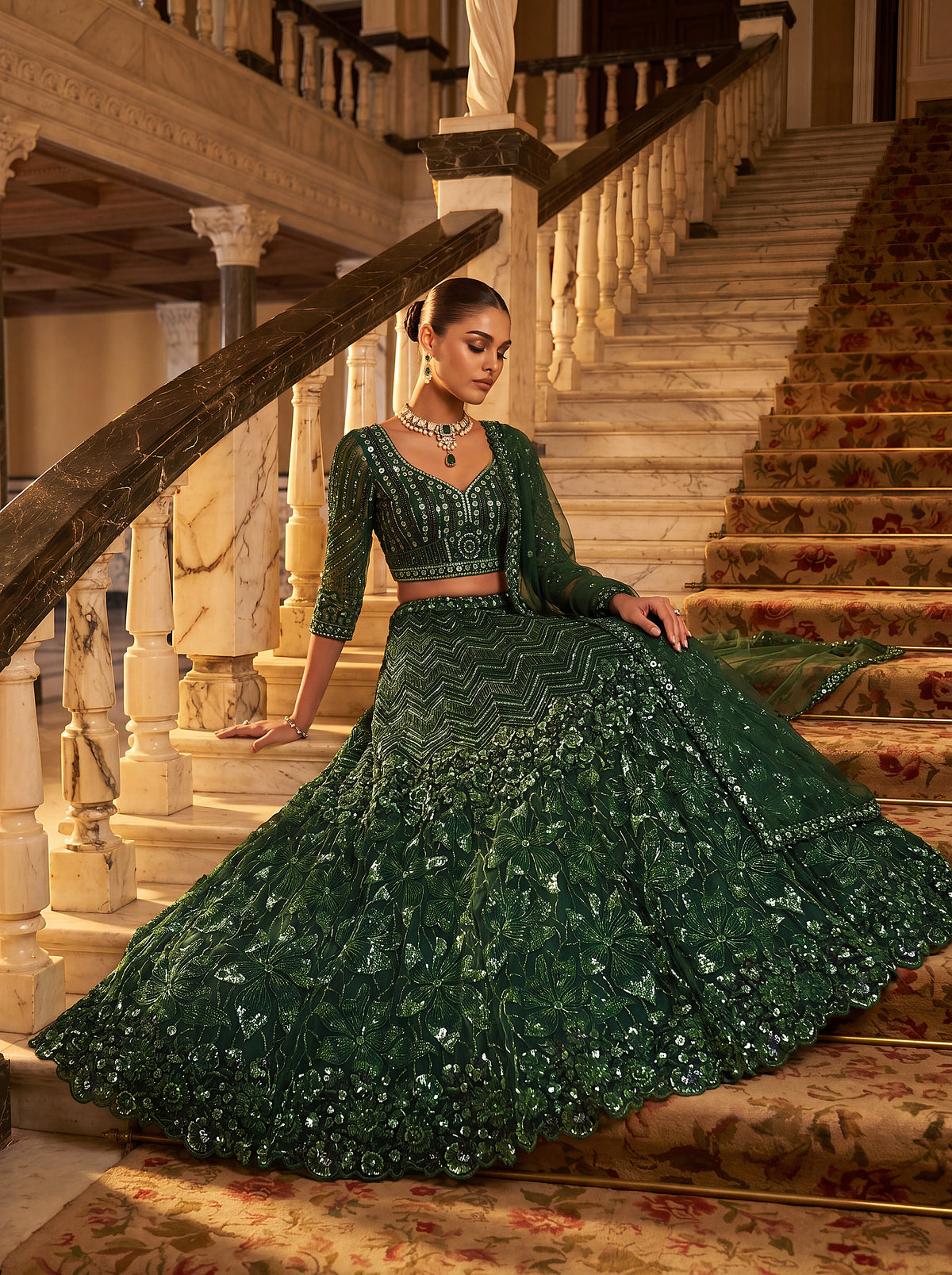 The Emerald Empress Sequin Lehenga Choli, photo 2