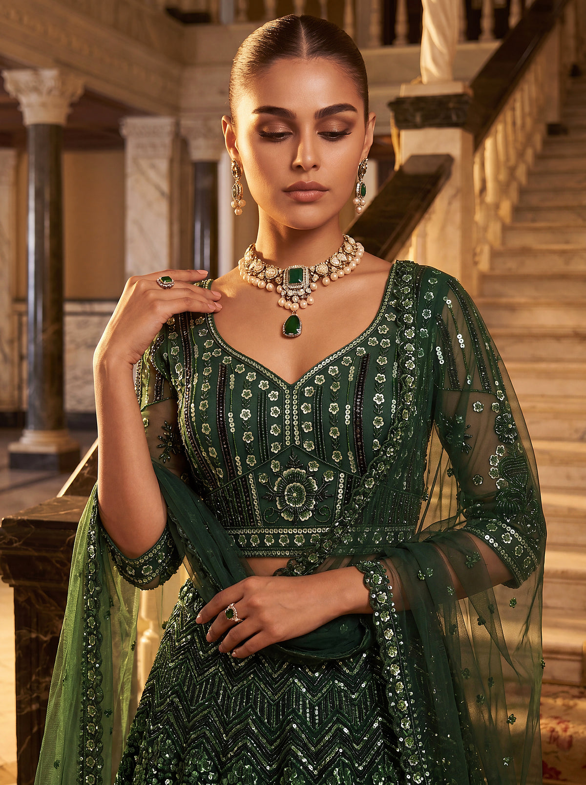 The Emerald Empress Sequin Lehenga Choli, photo 5