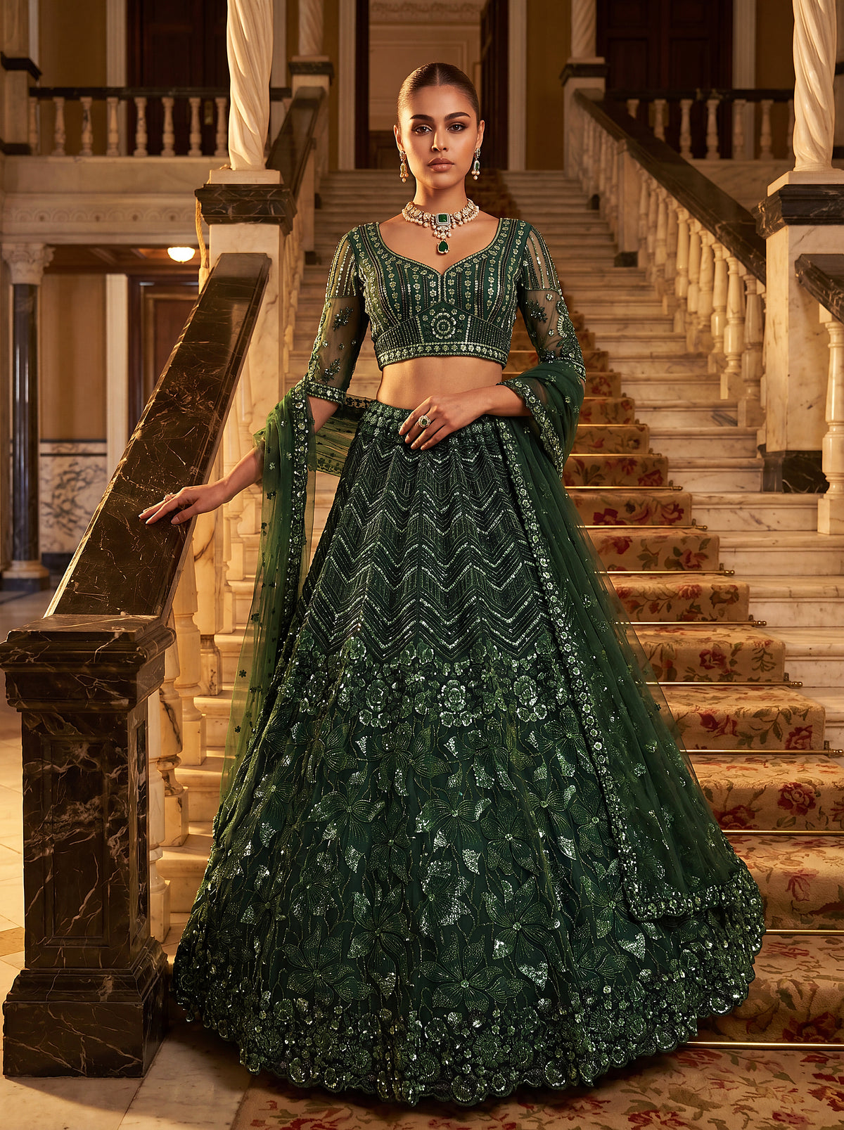 The Emerald Empress Sequin Lehenga Choli, photo 3