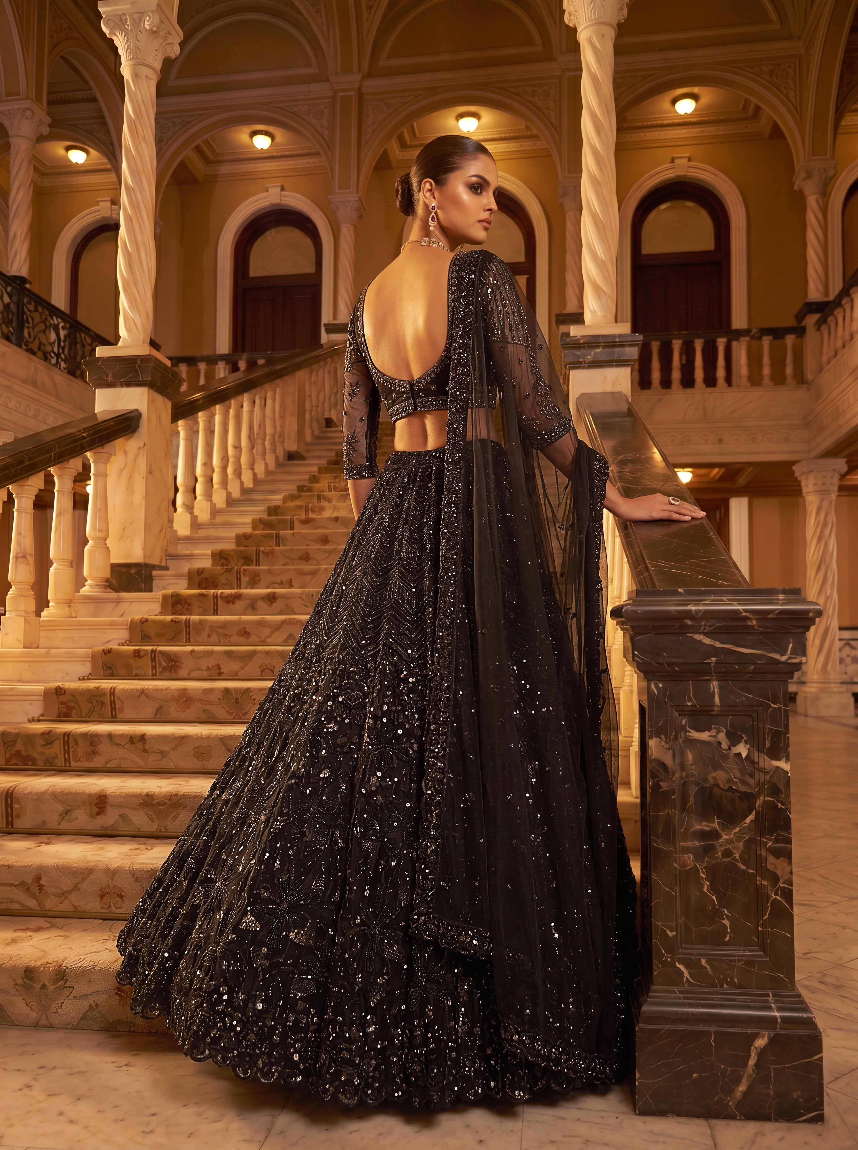 Black Empress Designer Lehenga Choli with Heavy Sequin Work