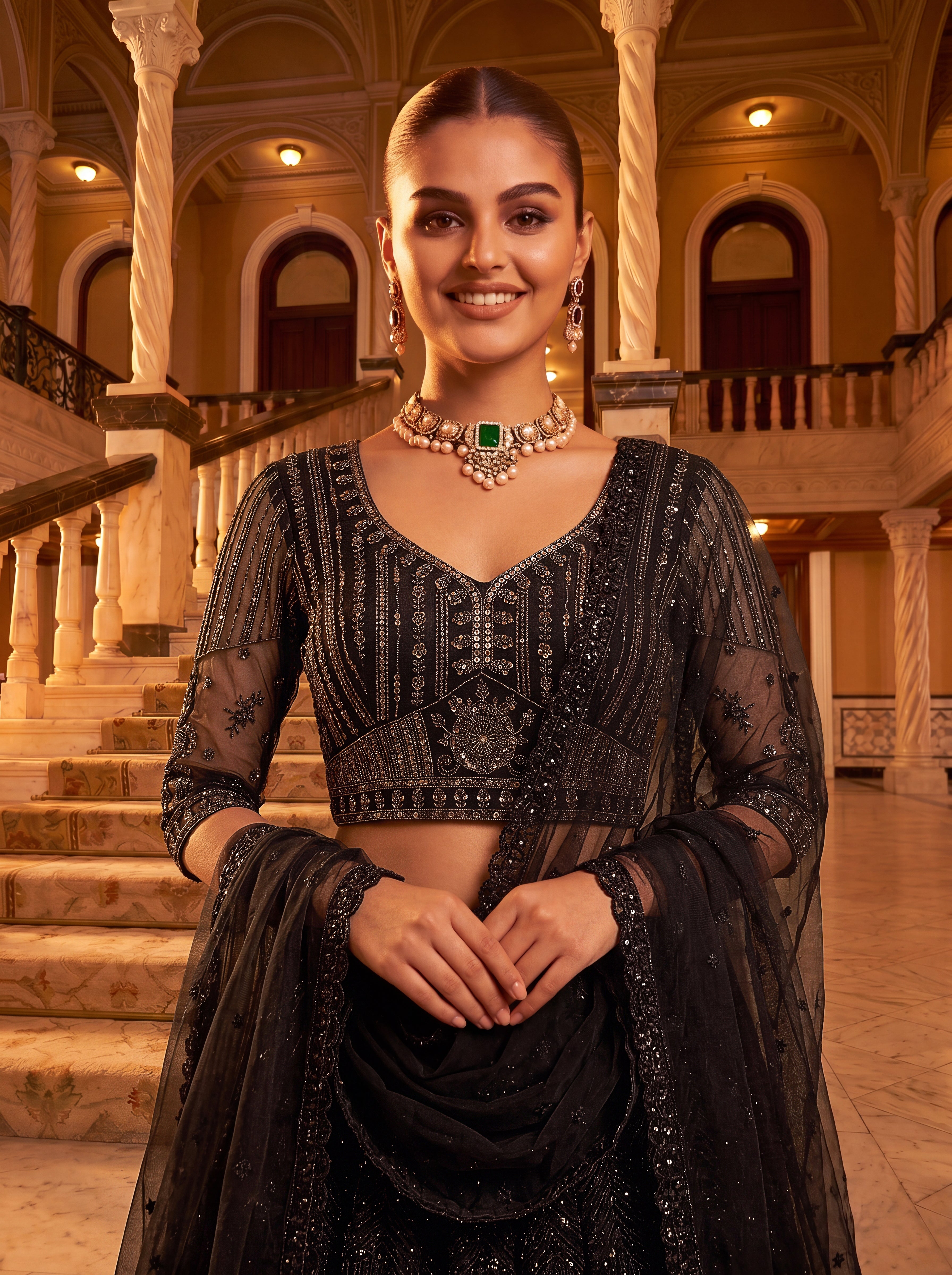 Black Empress Designer Lehenga Choli with Heavy Sequin Work
